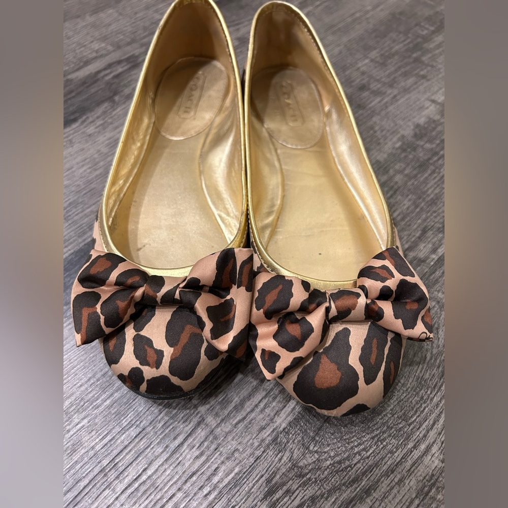 Coach Leopard Print Flats with Bow Detail